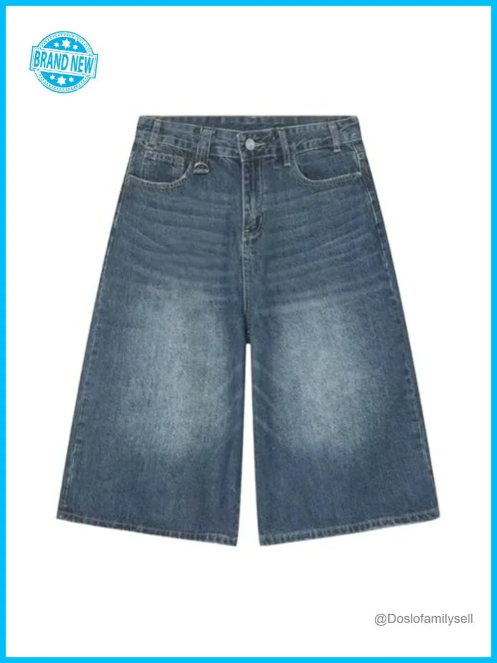 Baggy Jean Shorts Wide Leg Y2k Oversized Denim Shorts Streetwear - Picture 5 of 6